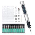 Electric Engraving Tool Kit USB Rechargeable Mini DIY Micro Engraver Etching Pen Cordless Rotary Tool for Carving Glass Wood Metal Stone Plastic Jewelry (Silver-2)