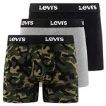 Levi's Boxer Briefs for Men, Cotton Stretch Breathable Men's Underwear 3 Pack, Camo/Grey/Black, Medium