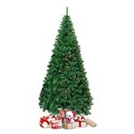 DORTALA 8FT Artificial Christmas Tree, Unlit Spruce Full Tree with Premium PVC Needles, Metal Stand, 1138 Branch Tips, Ideal for Home, Office, Party and Hotels, Green