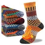 Heatuff Mens Thick Wool Regular Socks Thermal Warm Winter Crew Regular Socks 5 Pairs Multicolors, Normal Thick - Multicolor 9, One Size