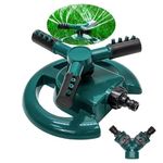 Green Haven Sprikler 360° Rotation Attachment for Garden Hose - Premium Automatic Lawn Water Sprinkler with 3 Arms - Large Coverage Garden Water Sprinklers for Lawns - Blue Green