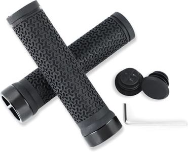 Bike Handlebar Grips 131mm Rubber Grips with Dual Locking Rings Non Slip Wavy Pattern for 222mm Standard Bicycle Handlebars Black with End Plugs and Allen Wrench