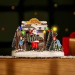 Marco Paul Christmas scene Traditional Festive Village Scene Light Up Christmas Decoration Ornament With LED Multi Colour Xmas Lights Battery Operated USB Connection (Traditional, Tree Shop)