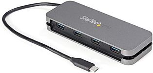 StarTech.com 4 Port USB C Hub - 4x USB-A - 5Gbps USB 3.0 Type-C Hub (USB 3.2/3.1 Gen 1) - Bus Powered Portable USB-C to USB-A Adapter Laptop Hub - 11.2" (28.5cm) Cable w/ Cable Management (HB30CM4AB)