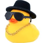 MuMyer Rubber Duck Car Ornaments Duck Car Dashboard Decorations Accessories with Mini Top Hat Necklace and Sunglasses(T1)