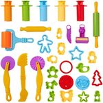 THE TWIDDLERS - 30 Playdough Clay Tools Cutters Kit & Moulds for Kids, Plastic Modelling Accessories Set - Perfect Indoor Activity