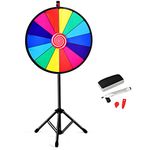 Maxmass 24" /18" Color Prize Wheel, 14 Slots Fortune Spinning Game with Dry Erase, Rotating Arrows Math Spinner for Trade Shows Parties Carnival (24" Tripod Stand)