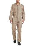 TOPTIE Men's Long Sleeve Coverall, Khaki Coverall Snap and Zip-Front Coverall Lightweight Coverall