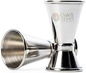 Oak & Steel - 2 Premium Stainless Steel Double Jiggers - 15/30ml - Cocktail Spirit Gin Shot Measure Cup