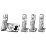 Panasonic Link2Cell Bluetooth Cordless DECT 6.0 Expandable Phone System with Answering Machine and Enhanced Noise Reduction - 4 Handsets - KX-TGE474S (Silver)