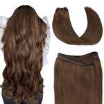 SURNEL Weave Hair Extensions Human Hair 16 inch Double Weft Brown Weft Hair Extensions Real Human Hair Sew in Hair Extensions 100 Grams(W#4,16)