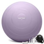 YOTTOY Anti-Burst Exercise Ball for Working Out, Yoga Ball for Pregnancy,Extra Thick Workout Ball for Physical Therapy,Stability Ball for Ball Chair Fitness with Pump (Purple)