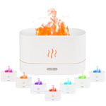 Albert Austin Flame Diffuser Humidifier Essential Oil Diffuser 180ml Aromatherapy Diffuser with Auto Off Function Silent Operation 7 Colour Changing LED Lights Diffuser for Home Office Bedroom (WHITE)