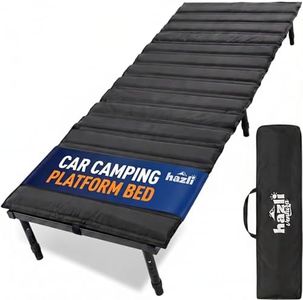 hazli Portable Car Bed for SUV Camping - Padded Sleeping Platform, Retractable 52"–72" to Fit More Vehicles, Adjustable Legs, 5-Minute Tool-Free Setup