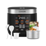 COSORI Rice Cooker, Slow Cooker & Steamer with Ceramic Coated Inner Pot and Fuzzy Logic, 50 Recipes,10 Cups, 5L Capacity, with 17 Functions, Warmer, Timer, Black