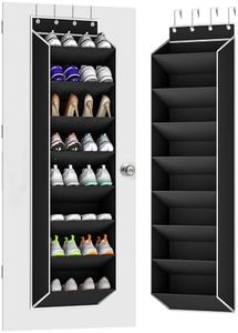 KYEVIS Over The Door Shoe Organiser Storage Fit 16-24 Pairs Hanging Shoe Rack Organiser for Closet Door, Deep Pocket Shoe Holder for Sneakers,Boots Storage(1 Pack Black)