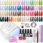 Phoenixy Gel Nail Polish Set with Lamp Starter Kit, 40 Colours UV Gel Nail Polish with Base Top Matte Coat Gel Nails Starter Kit with 48W Lamp Gel Nail Kit Gift for Women