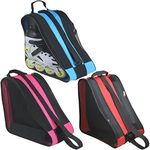 Ice Skate Bag,3 Packs Roller Skate Bags for Girls Boys and Most Adults, Large Capacity Skate Bag Fits Quad Skates, Inline Skate and Most Roller Skate Accessories (Blue+Pink+Red)