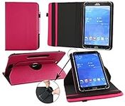 Emartbuy® iRULU Walknbook W2 Mini 8 Inch Tablet PC Universal (7-8 Inch) Padded Design Dark Pink 360 Degree Rotating Stand Folio Wallet Case Cover + Pink Stylus