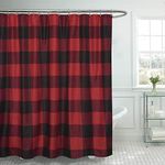 Sweet Home Collection Fabric Shower Curtain 70" x 72" with Buffalo Check Plaid Design Print Luxurious Soft Brushed Durable Quality Microfiber Standard fits Most Hooks(Pack of 1)