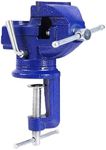 SYSKING Multi-Purpose Bench Vise 2-3/8", Table Vice for Workbench, 360°Swivel Base Home Vice Bench Clamp, Portable Clamp-on Vise Bench, Easy Adjustment for Woodworking, Metalworking, Drilling