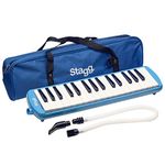 Stagg Melodica 32 Keys, Pianica, 2 Mouthpieces Included with Carry Bag, Blue