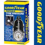 Goodyear Tyre Pressure Gauge With Protective Case| Accurate Dial Reading 0-60 Psi | Ideal For Cars, Motorcycles, Bicycles| Durable Metal Construction| Ergonomic Design| Essential Tire Maintenance Tool