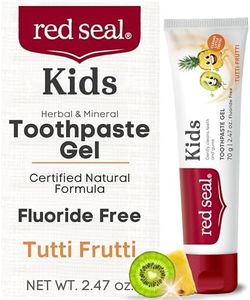 Red Seal Kids Toothpaste - Tutti Frutti Flavor, Fluoride Free, No Synthetic Colors, Paraben & SLS-Free, Vegan, Cruelty-Free, NATRUE Certified - Ideal for Parents Seeking Natural Oral Care, 2.47oz