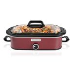 MAGNIFIQUE 4-Quart Slow Cooker with Casserole Manual Warm Setting - Perfect Kitchen Small Appliance for Family Dinners, Dishwasher Safe Crock, Red (Red)