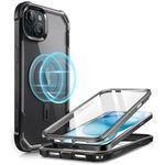 i-Blason AresMag for iPhone 15 Case/iPhone 14 Case/iPhone 13 Case [6.1 inch], [MagSafe Compatible] Full-Body Shockproof Rugged Clear Bumper Case with Built-in Screen Protector (Black)