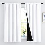 NICETOWN White 100% Blackout Curtains, 2 Thick Layers Completely Blackout Rod Pocket Thermal Insulated Drapes for Kitchen/Bedroom (1 Pair, 52 inches Width x 63 inches Length Each Panel)