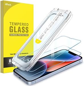JETech One Touch Install Screen Protector for iPhone 16e 2025, iPhone 14 6.1-Inch, Full Coverage Tempered Glass Film, Auto Alignment Tool Kit, HD Clear, 2-Pack