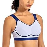 SYROKAN Women's High Impact Support Bounce Control Plus Size Workout Sports Bra White 36DD