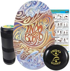 INDO BOARD Original Training Package - Splash Design - Balance Board Trainer for Fun, Fitness, And Sports Training - Surf, Skateboard, Snowboard And More - Comes with 30" X 18" Deck, 6.5" Roller, 14" IndoFLO® Cushion And Workout Poster