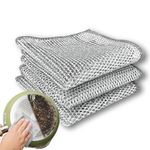 ROFORUF Non-Scratch Wire Dish Wash Cloth Non-Scratch Reusable Gaps Cleaning Brush Steel Wire Rags for Wet and Dry Stainless Steel Scrubber Cleaning Cloth for Kitchen, Sinks, Counters (Pack of 3)