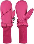 N'Ice Caps Kids Toddler Baby Waterproof Mittens - Thinsulate Easy-On Wrap Winter Snow Gloves, Fuchsia Extended Cuffs, 1-2 Years