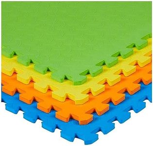 Amazon Brand - Solimo Interlocking Foam Baby Mat | Pack of 4 | 1.2 cm Thick | 60 x 60 cm | Activity Mat for Kids 6+ Months | for Home, School & Playground | Durable & Easy Storage | Multicolor