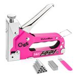 ValueMax Staple Gun 3 in 1 | Heavy Duty Stapler with 2000 Staples (Type 140/28/8) | TÜV GS Tested Professional Tackers | Adjustable Force Upholstery Staple Gun for Decoration, Carpentry, DIY | Pink