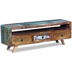 vidaXL TV Cabinet - Solid Reclaimed Wood Sideboard, Handmade, Multicolour, Ample Storage with 3 Drawers for Living Room or Bedroom