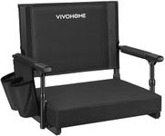 VIVOHOME Stadium Seat with Back Support and Cushion, Portable Bleacher Chair with Cup Holder and Shoulder Strap, Comfortable for Various Sports Events, Black