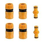 Set of 6 Garden Hose Connectors Set, 4 Pcs Hose End Quick Connectors and 2 PCS Double Male Hose Connectors