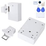 RFID Electronic Cabinet Locks,125KHz ID Card Unlock Smart Cabinet Lock,No Drill Home Security Systems,Smart Wardrobe Lock Keyless for Home Business Cabinets, Drawers, Lockers(White)