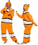 Funziez! Sea Creatures Onesie Clown Fish - Plush Adult Animal Costume Jumpsuit, Orange, Medium