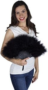 Zucker Small Marabou Feather Fan - Vintage Costume Folding Hand Fan - Burlesque Showgirl Decorative Folding Fans for Women