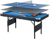 Dithoko 3 in 1 Billiard Table, 5.5 FT Folding Pool Table with Ping Pong Table and Dining Top, Multi Game Table Includes Billiard Accessories and Tennis Paddles for Family Game Room, Basements