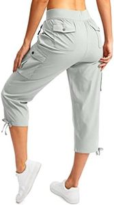 Soothfeel Women's Cargo Capris Pants with 6 Pockets Lightweight Quick Dry Travel Hiking Summer Pants for Women Casual (Pale, M)