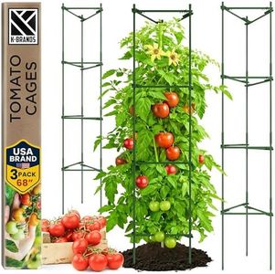 K-Brands Tomato Cage - Tomatoes Plant Stakes Support Cages Trellis for Garden and Pots (3 Pack - Extra Tall Upto 68 inches)