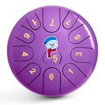 Steel Tongue Drum -11 Note 6 Inch Tongue Drum Instrument - Hand Pan Drums with Music Book, Steel Handpan Drum Mallets and Carry Bag, C Major for Meditation or Yoga,Gift for Kid or Adults(Purple)