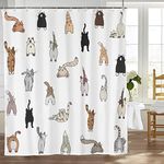 Remzoke Cat Shower Curtain Funny Cats Shower Curtains for Bathroom Cartoon Fun Kittens Waterproof Polyester Fabric Bathroom Decor Curtain with Hooks 60x72 Inches