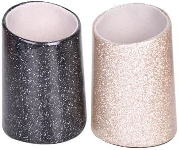 Bleiou 2 Pack Eyeglasses Holder PU Leather Glasses Stand Case Holder for Desks or Nightstands (Shining Black&Gold)